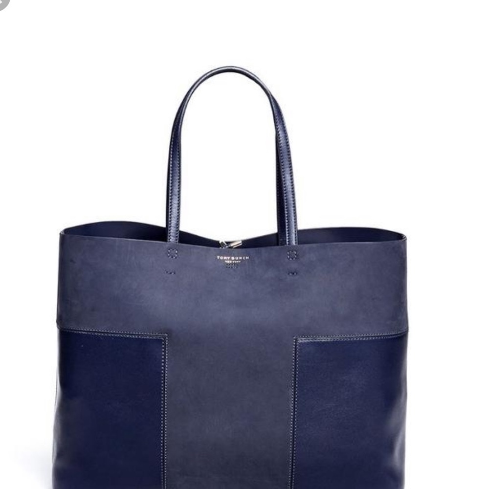 Tory Burch Block T Navy Tote